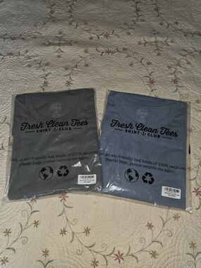 Fresh Clean Tees Shirt Club Selling As A 2 Pack Green & Slate Blue Size 3XLT